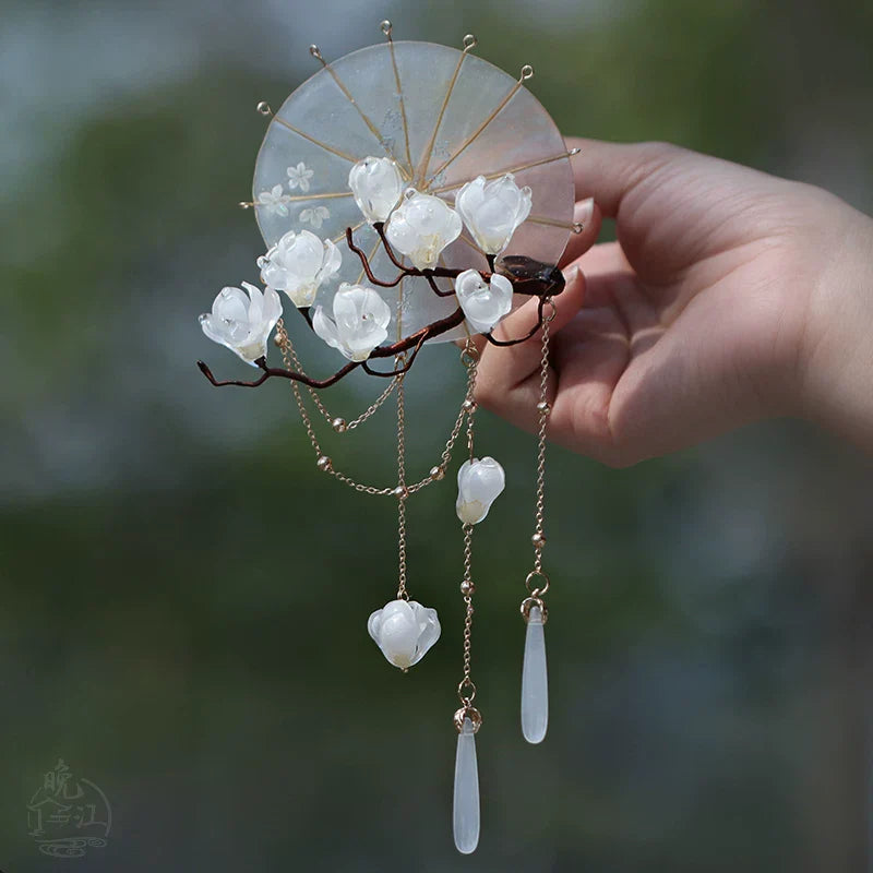 Lilies and Umbrella Hair Stick | Traditional Chinese Hair Accessory