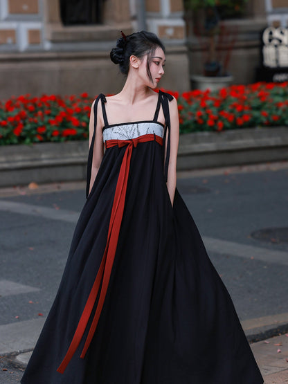 Xuan Mo | Modern Chinese Hanfu Set with Jacket and Elastic Qixiong Strap Dress