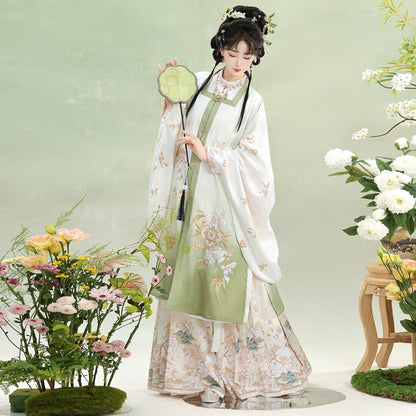 Ming Dynasty Square Collar Vest & Printed Mamian Skirt | Paper Kite 纸鸢