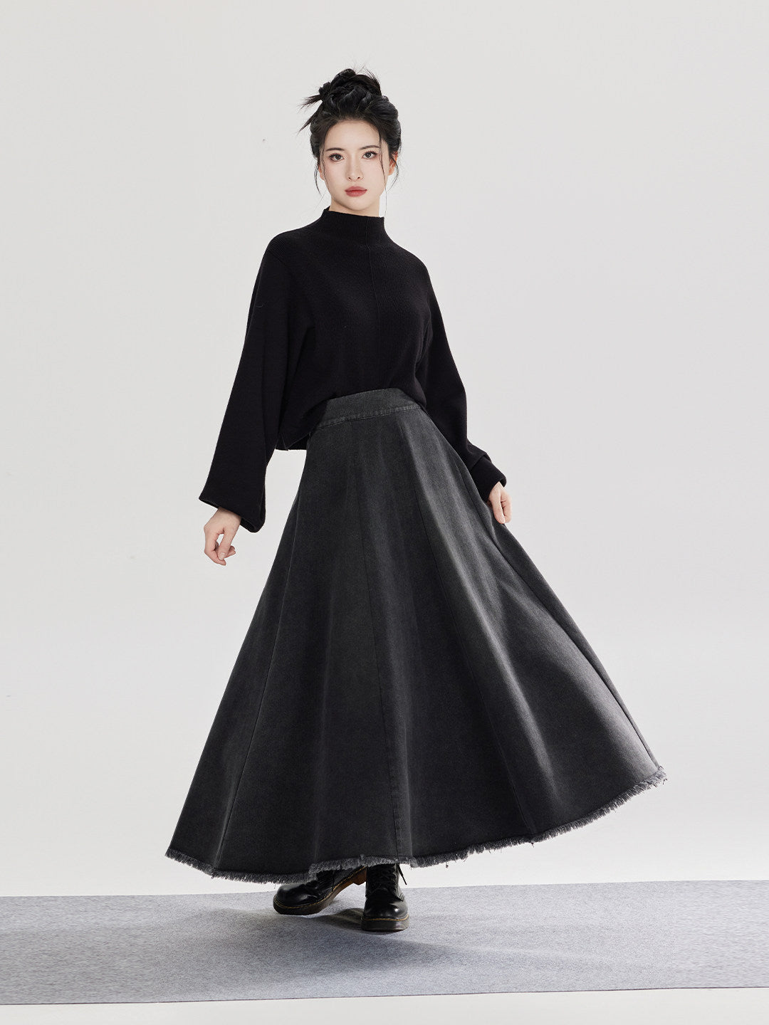 Yan Gui | New Chinese Style Retro Washed Denim Jacket and Skirt Set