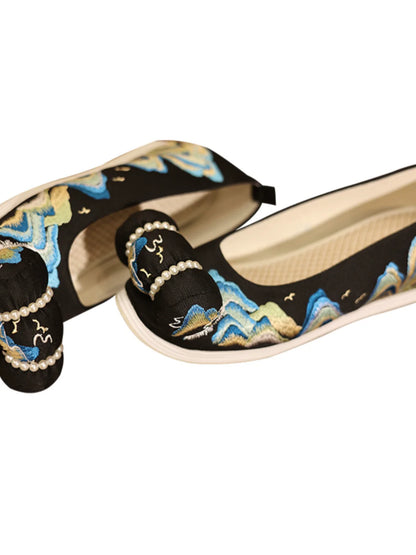Riley - Embroidered Chinese Hanfu Bow Shoes