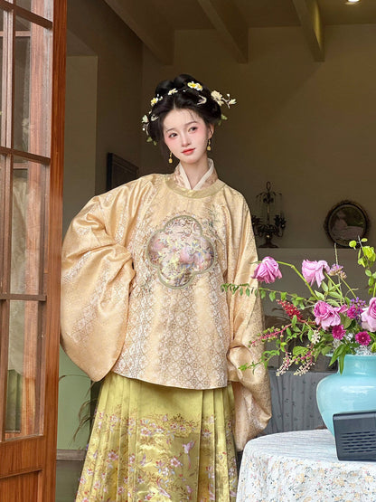 Ming Dynasty Thousand Golden Rays Mamian Skirt Set | Light and Moonfall 榴光月落