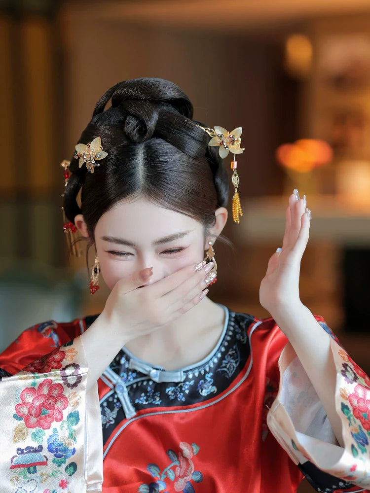 Flying Bird and Floral - Bridal Hairpin Classical Chinese Wedding Headpiece for Xiuhe and Morning Robe Bride