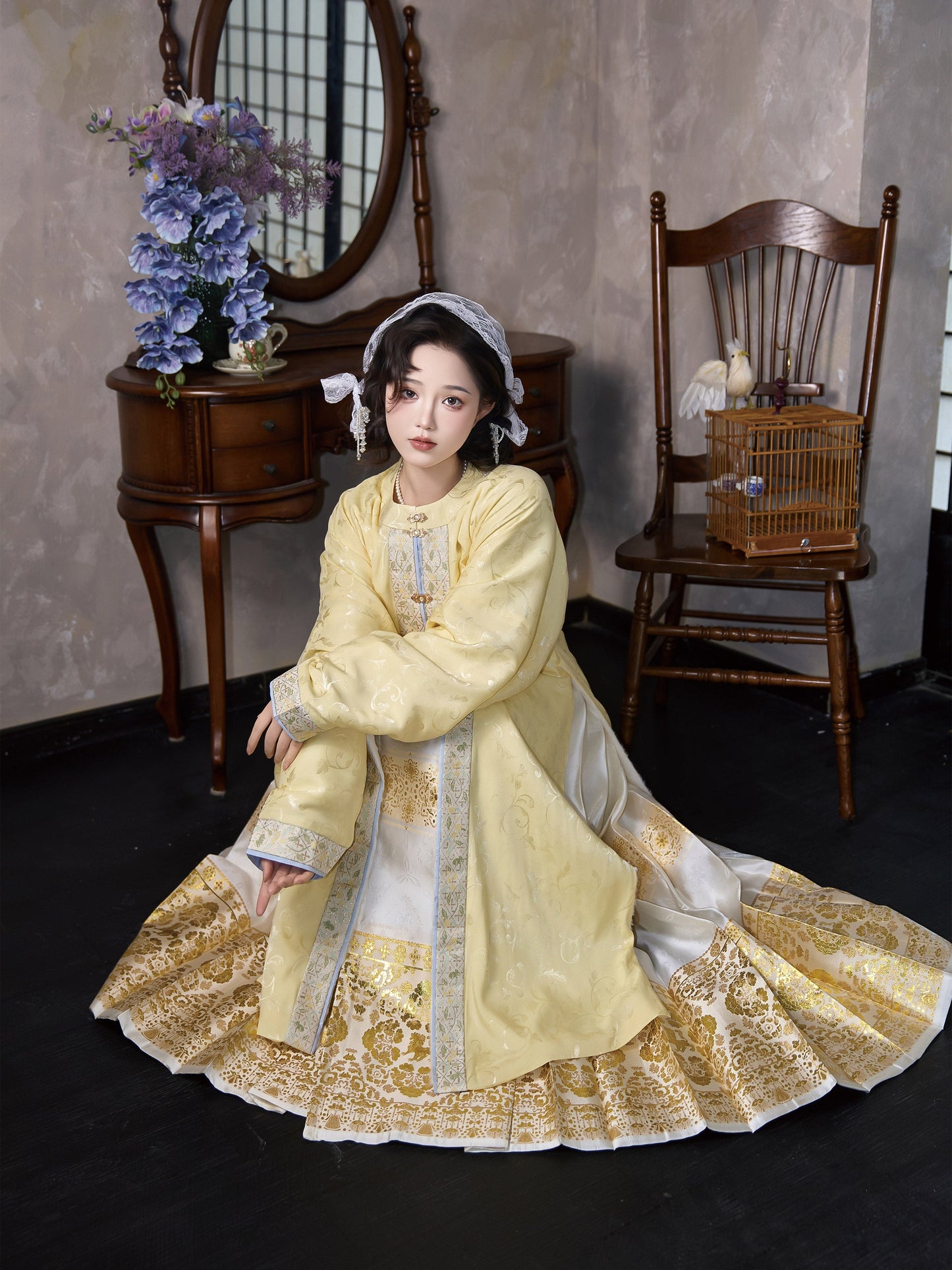 Ming Dynasty Round Neck Long Jacket with Fleece | Mulan 木兰