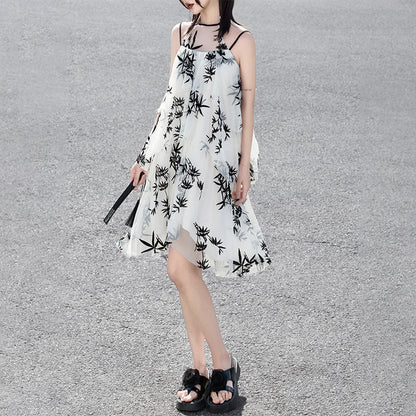 New Chinese Style Halter Neck Sleeveless Sundress - Zhuying 竹影绰绰 (Preorder)