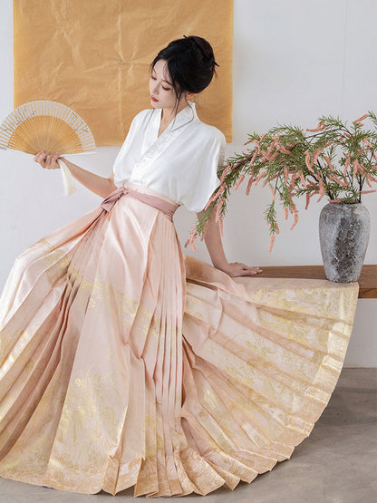 Ming Dynasty Modern Hanfu Flair Sleeve Top and Mamianqun - Liansheng 莲笙