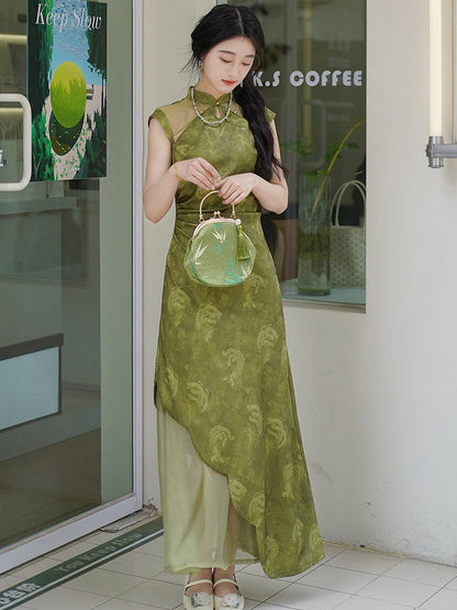 Sleeveless A Line Long Cheongsam | Jade Mountain