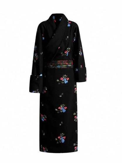 Dancing Prayer - Women Ethnic Tibetan Robe Exquisite Flower Embroidery