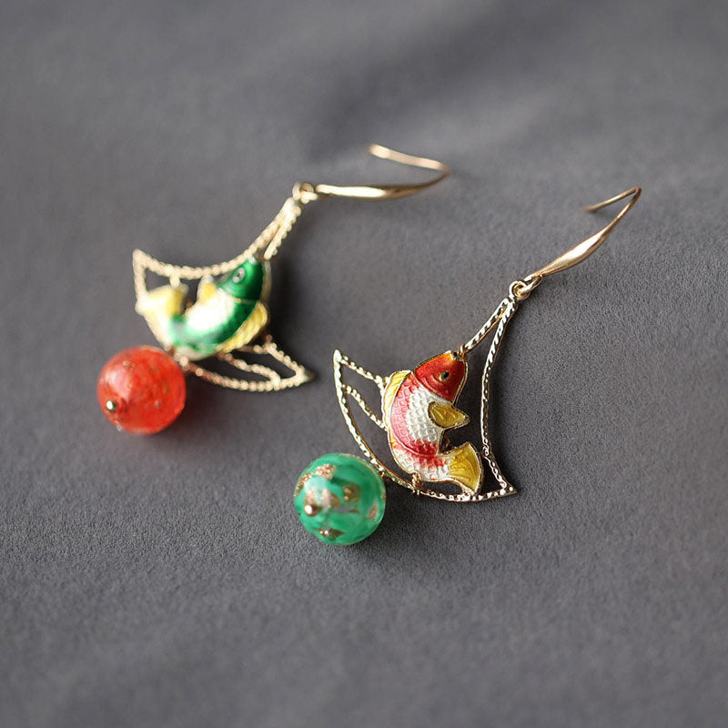 Double Blessing Koi Earrings | Cheongsam Jewelry