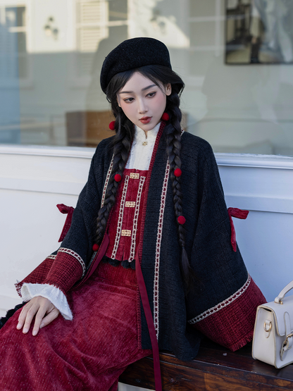 Festive Hanfu Crop Jacket and Spiral Skirt for Chinese New Year - Serenade 小夜曲 (Preorder)