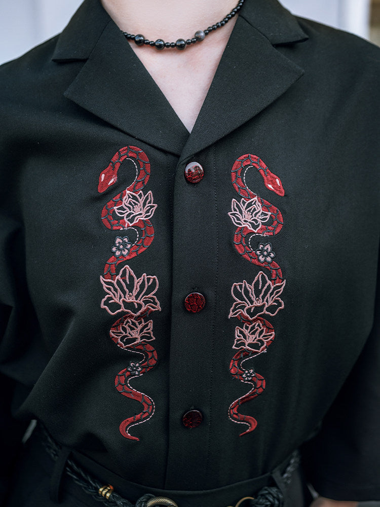 New Chinese Style Embroidered Shirt - Snake 巳蛇