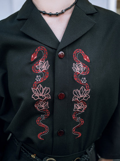 New Chinese Style Embroidered Shirt - Snake 巳蛇