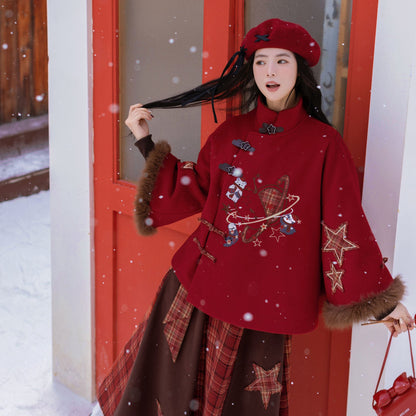 Neo Chinese New Year Sweet Plaid Jacket | Winter 冬日联萌