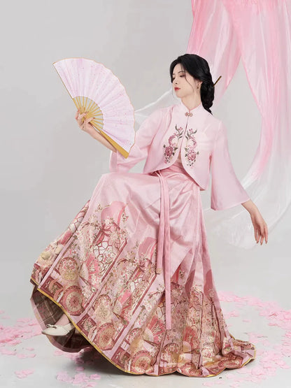 Chinese Blouse & Mamian Skirt Outfit | Burning Peaches 锦扇桃灼