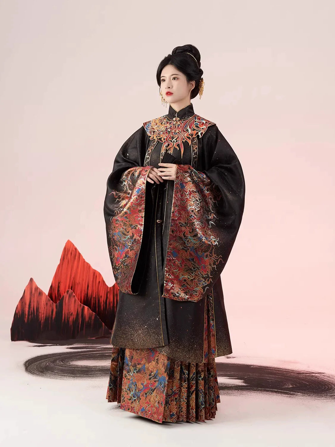 Ming Dynasty Traditional Hanfu Set & Mamian Skirt | Crimson Feathers 赤羽