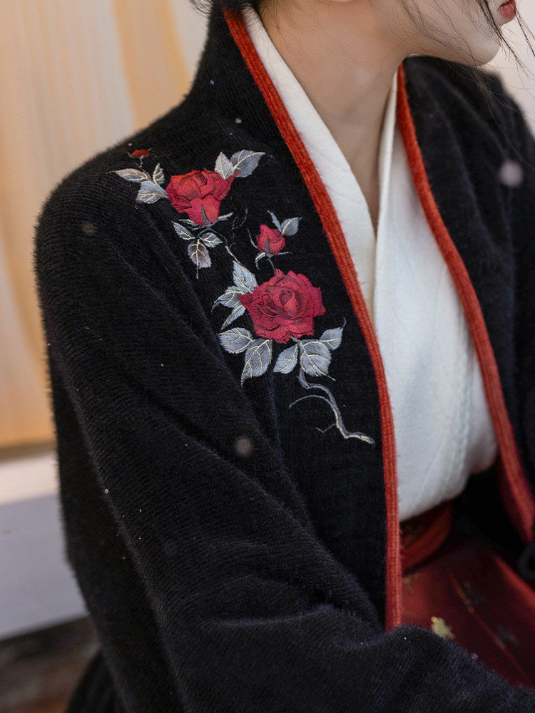 Song Dynasty Modern Hanfu Jacket and Mamianqun for Autumn and Winter - Cinnabar 朱砂痣 (Preorder)