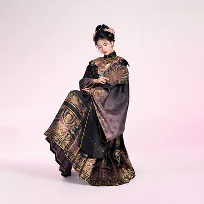 Ming Dynasty Traditional Hanfu Set & Mamian Skirt | Golden Jade Feathers 粉翠流丹