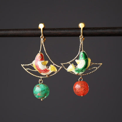 Double Blessing Koi Earrings | Cheongsam Jewelry