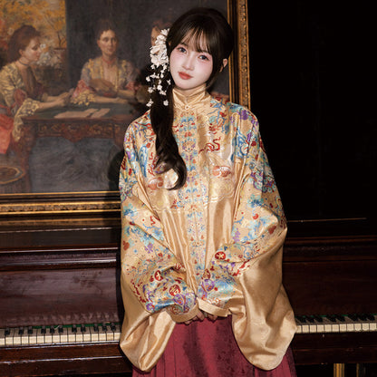 Ming Dynasty Wedding Hanfu Set with Pipa Sleeve Top & Mamian Skirt | Auspicious Fortune 福禄来宜