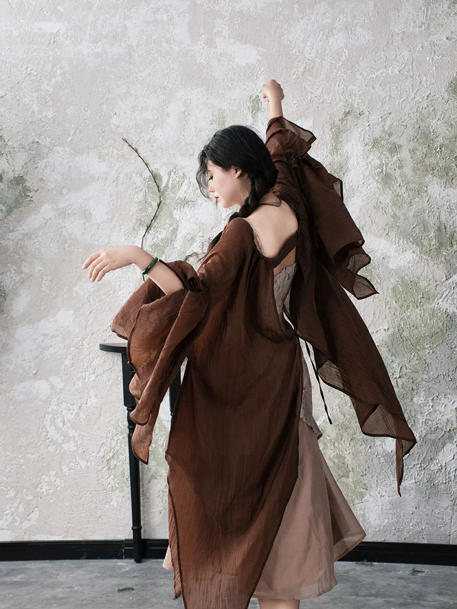 Ebony 乌木案 - New Chinese Style Outfit Wabi-Sabi Dress Set