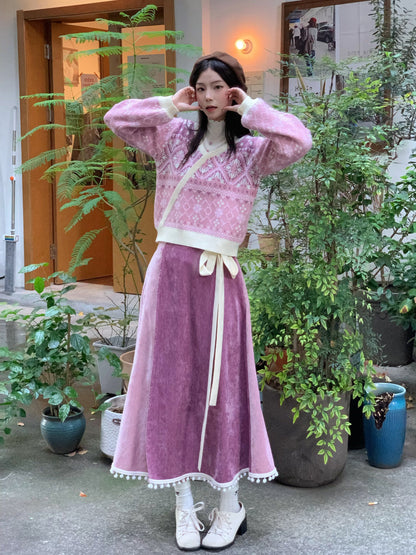 New Chinese Style Patterned Knitted Sweater - Maorongrong 毛茸茸