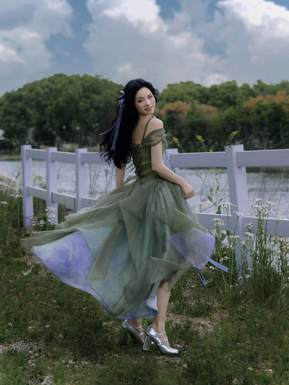 New Chinese Style Green Forest Bustier and Skirt - A Midsummer Night's Dream 仲夏夜之梦