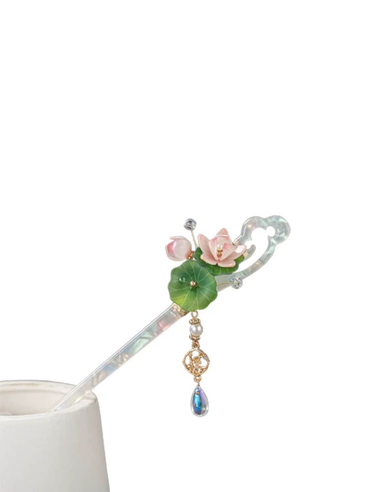 Glazed Lotus Hair Stick | Ancient Chinese Hair Accessory