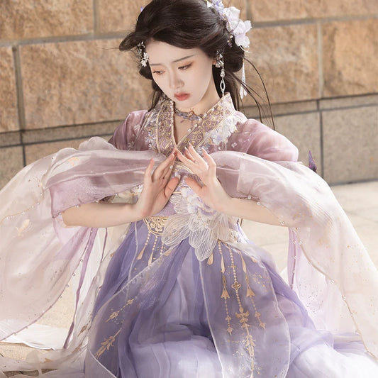 Wei Jin Dynasty Qiyao Ruqun Hanfu | Hibiscus 芙蓉