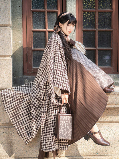 Song Dynasty Modern Hanfu Outerwear Changgan Temple Beizi and Wrap Skirt - 暖秋 Warm Autumn (Preorder)