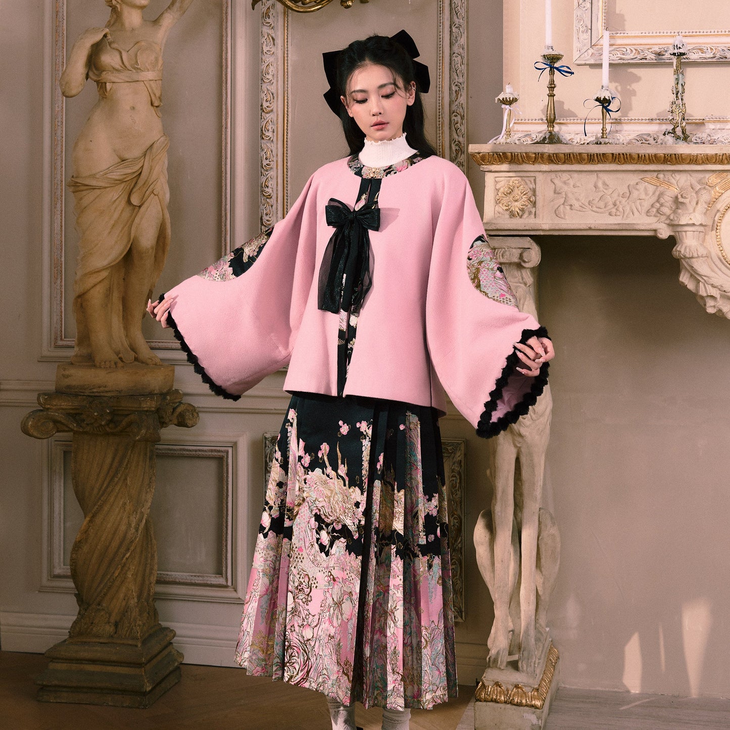 Ming Dynasty Modern Hanfu Jacket and Mamianqun - Spring Peach Mountain 春山桃龙
