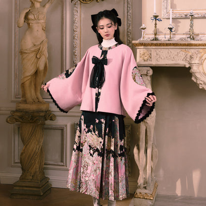 Ming Dynasty Modern Hanfu Jacket and Mamianqun - Spring Peach Mountain 春山桃龙