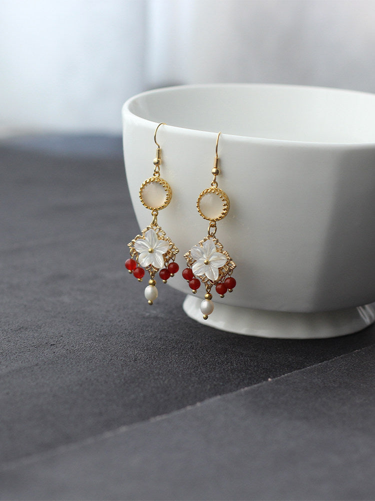 Seashell Flowers Earrings | Ancient China Jewelry