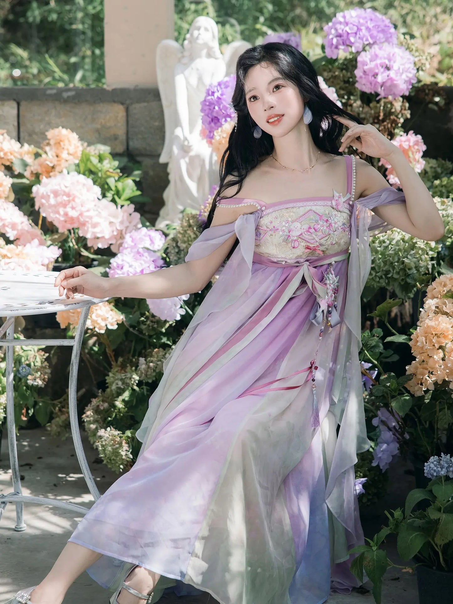 Tang Dynasty Style Fairy Summer Slip Dress - Meiling Sparrow 梅岭山雀