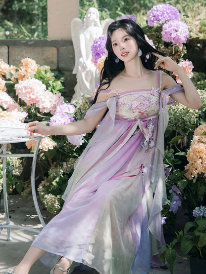 Tang Dynasty Style Fairy Summer Slip Dress - Meiling Sparrow 梅岭山雀