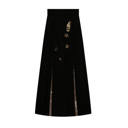 New Chinese Style Women Phoenix & Floral Embroidered Jacket with Three Pleat Skirt - Xulan 叙兰 (Preorder)