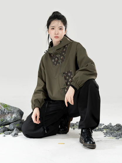 New Chinese Style Women Outdoor Hooded Jacket & Relaxed Straight-Leg Utility Pants - Guanchuanhai 观川海 (Preorder)