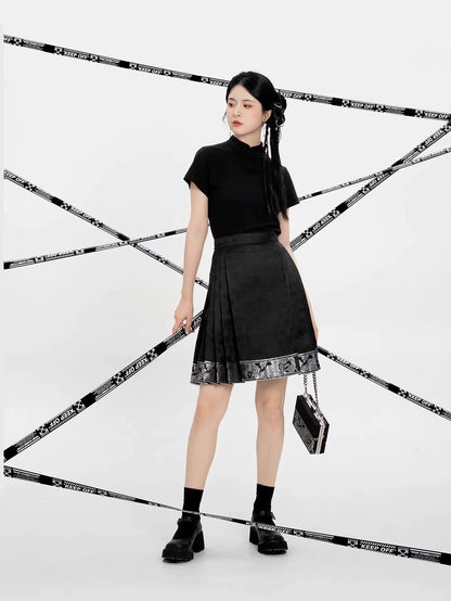 Chinese Blouse & Mini Mamian Skirt Outfit | Zhizhi 止止