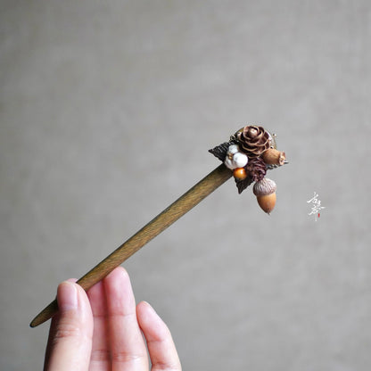 Pine Wood Hair Stick | Traditional Chinese Hair Accessory