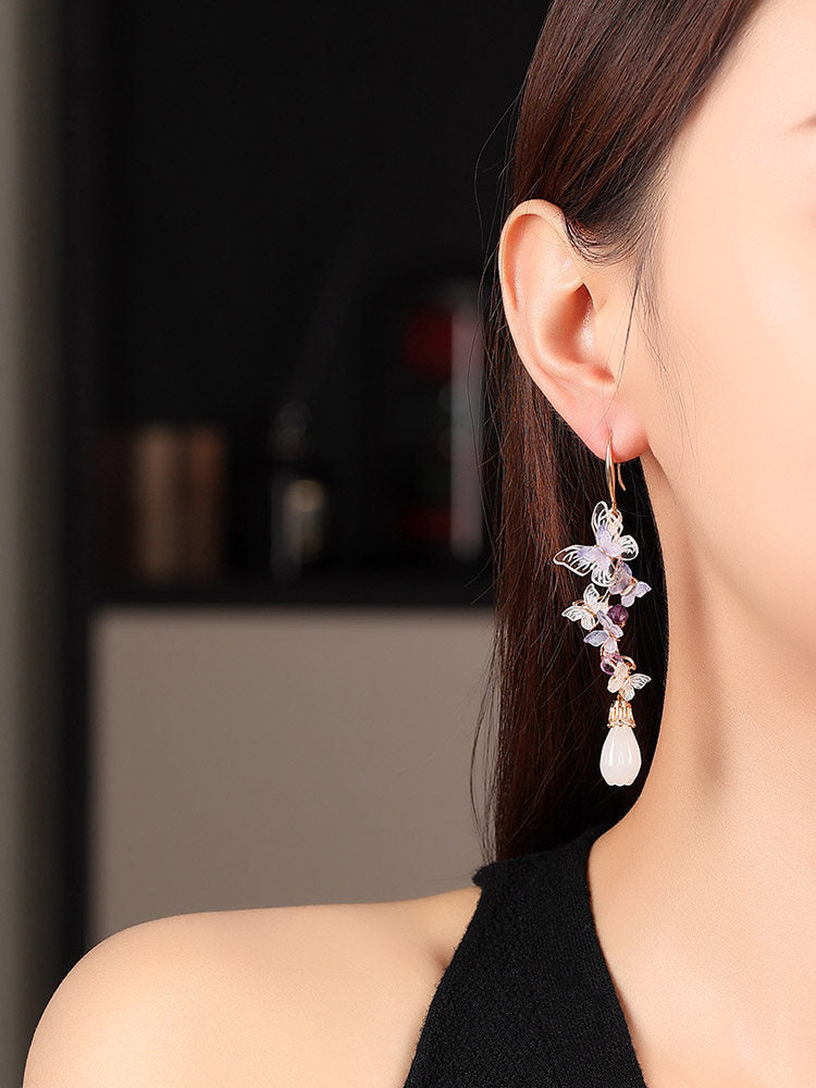 Amethyst Butterfly Drop Earrings | Cheongsam Jewelry