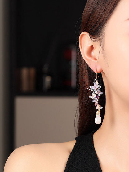 Amethyst Butterfly Drop Earrings | Cheongsam Jewelry