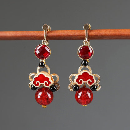 Auspicious Ruby Clouds Earrings | Cheongsam Jewelry