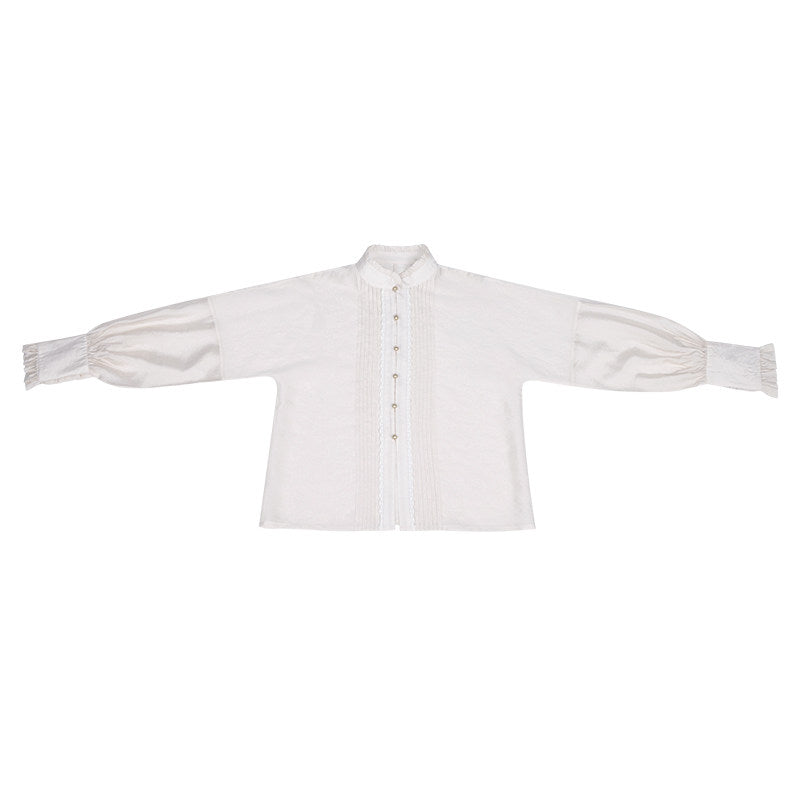 Ming Dynasty Modern Hanfu Long Sleeve Shirt with Mamianqun - Acacia Flower 咏槐花