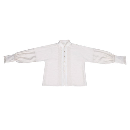 Ming Dynasty Modern Hanfu Long Sleeve Shirt with Mamianqun - Acacia Flower 咏槐花