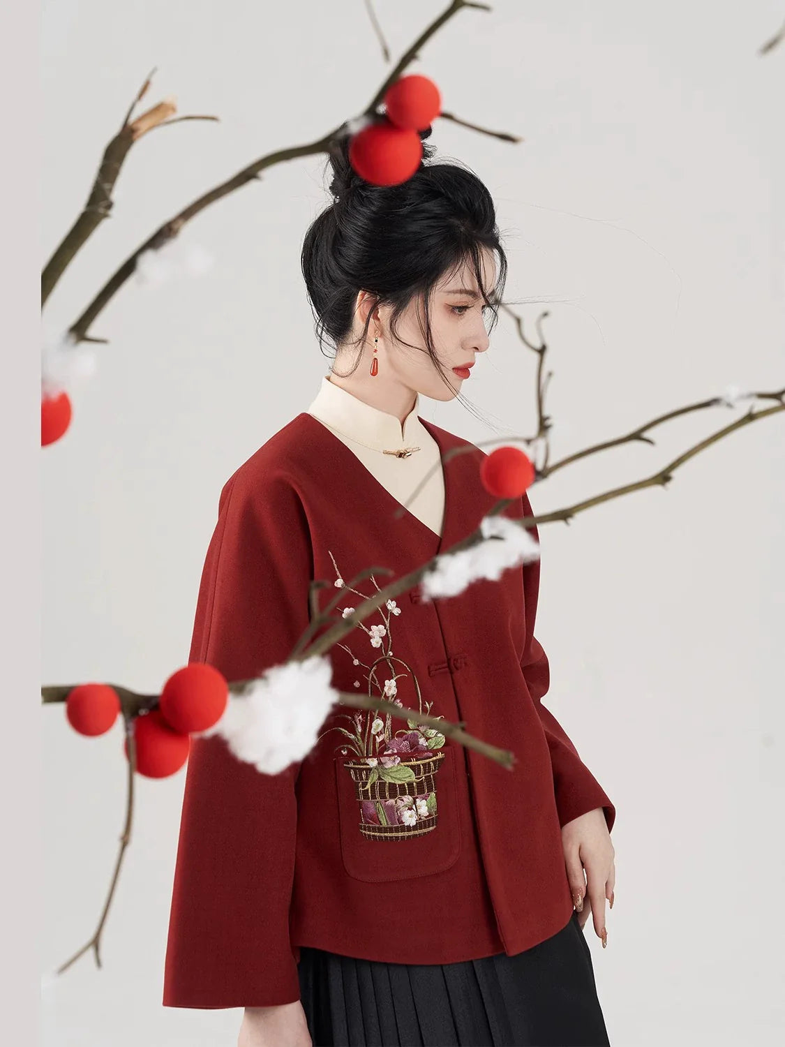 Ming Dynasty Modern Hanfu for Chinese New Year Festivals - Blessing Branch 福枝