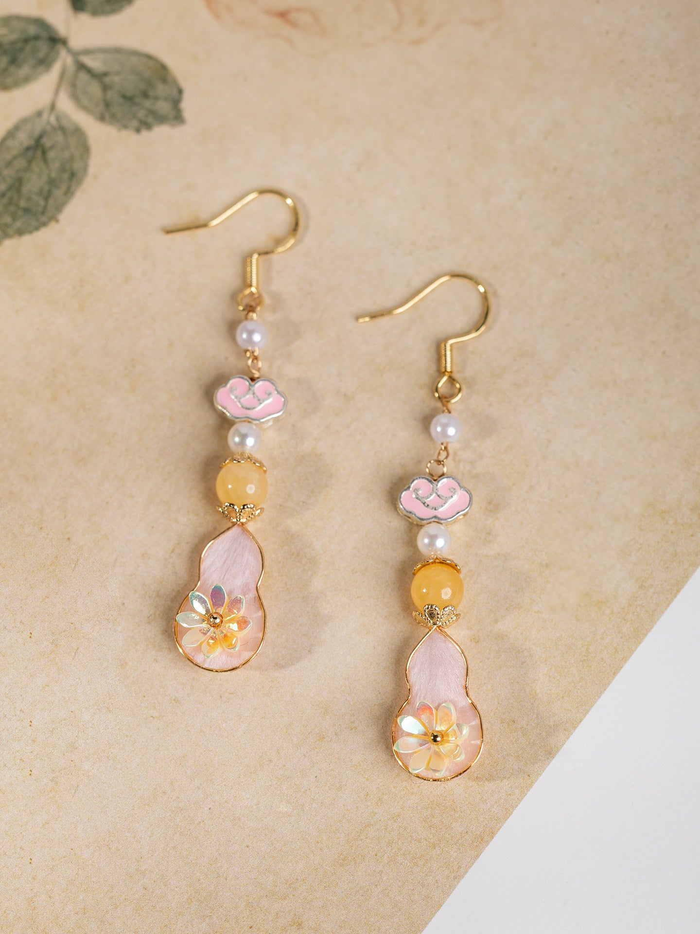 Pink Ancient Gourd Earrings | Hanfu Jewelry