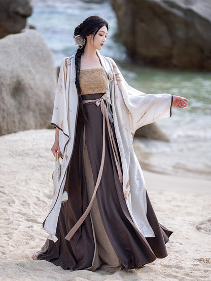 Song Dynasty Modern Hanfu Changgan Temple Beizi and Wrap Skirt - Plants and Trees 草木深 (Preorder)