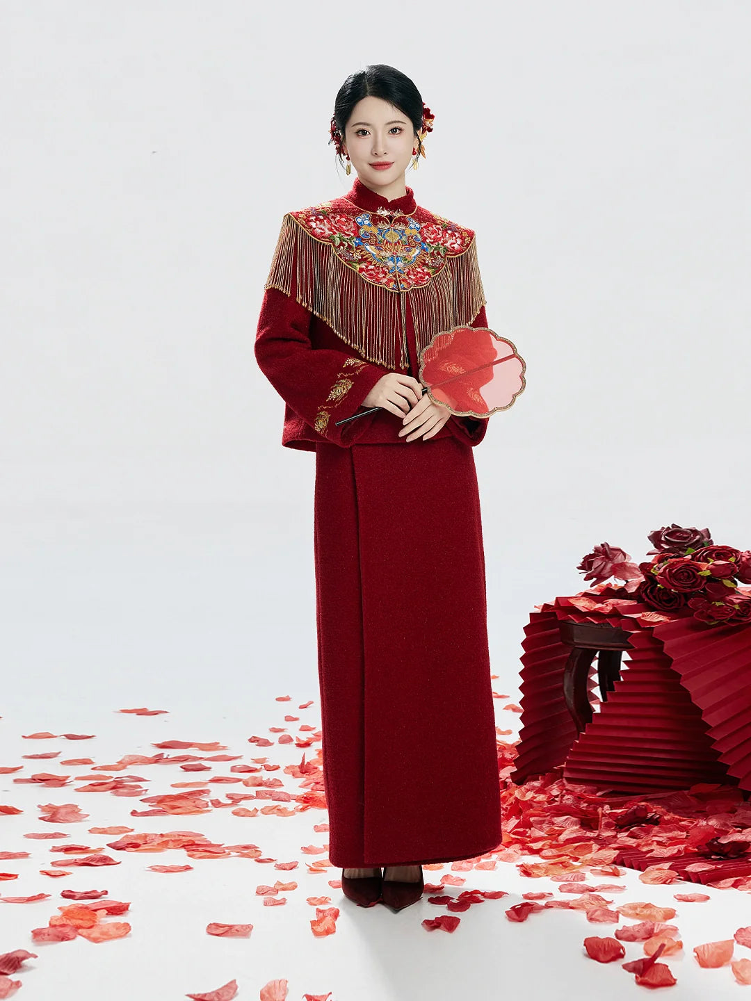 New Chinese Style Wedding Hanfu Bridal Tea Ceremony Outfit - Jin Yu Liang Yuan 锦玉良缘 (Preorder)