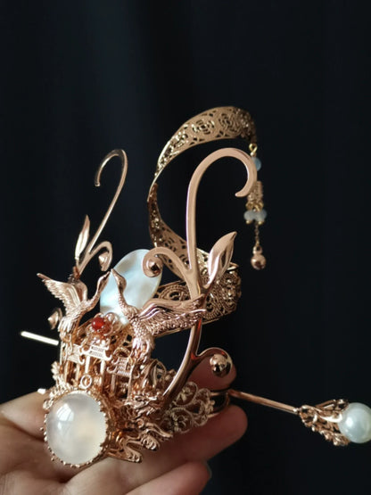 Spiral Cranes - Unisex Hanfu Hair Crown