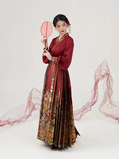 Ming Dynasty Wedding Hanfu Set & Mamian Skirt | Silk Phoenix 锦凤