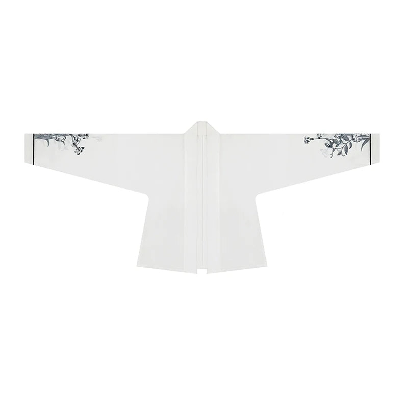 Song Dynasty Modern Hanfu Set with Winged Sleeve Top and Spiral Skirt - Heiyouzi 黑釉瓷 (Preorder)